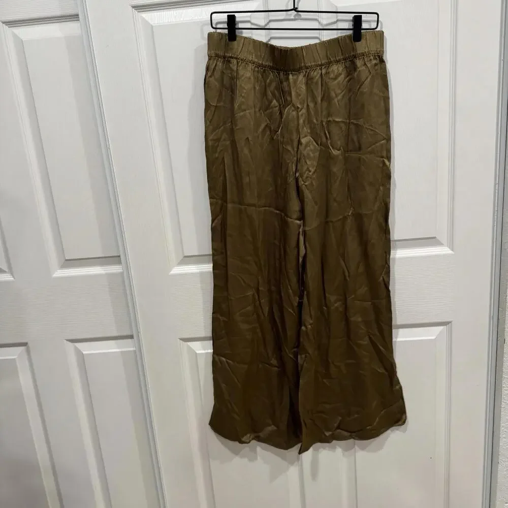 NWT J.Crew Collection Astrid wide-leg pull-on pant luster crepe Earth‎ Brown 10 - Picture 3 of 12